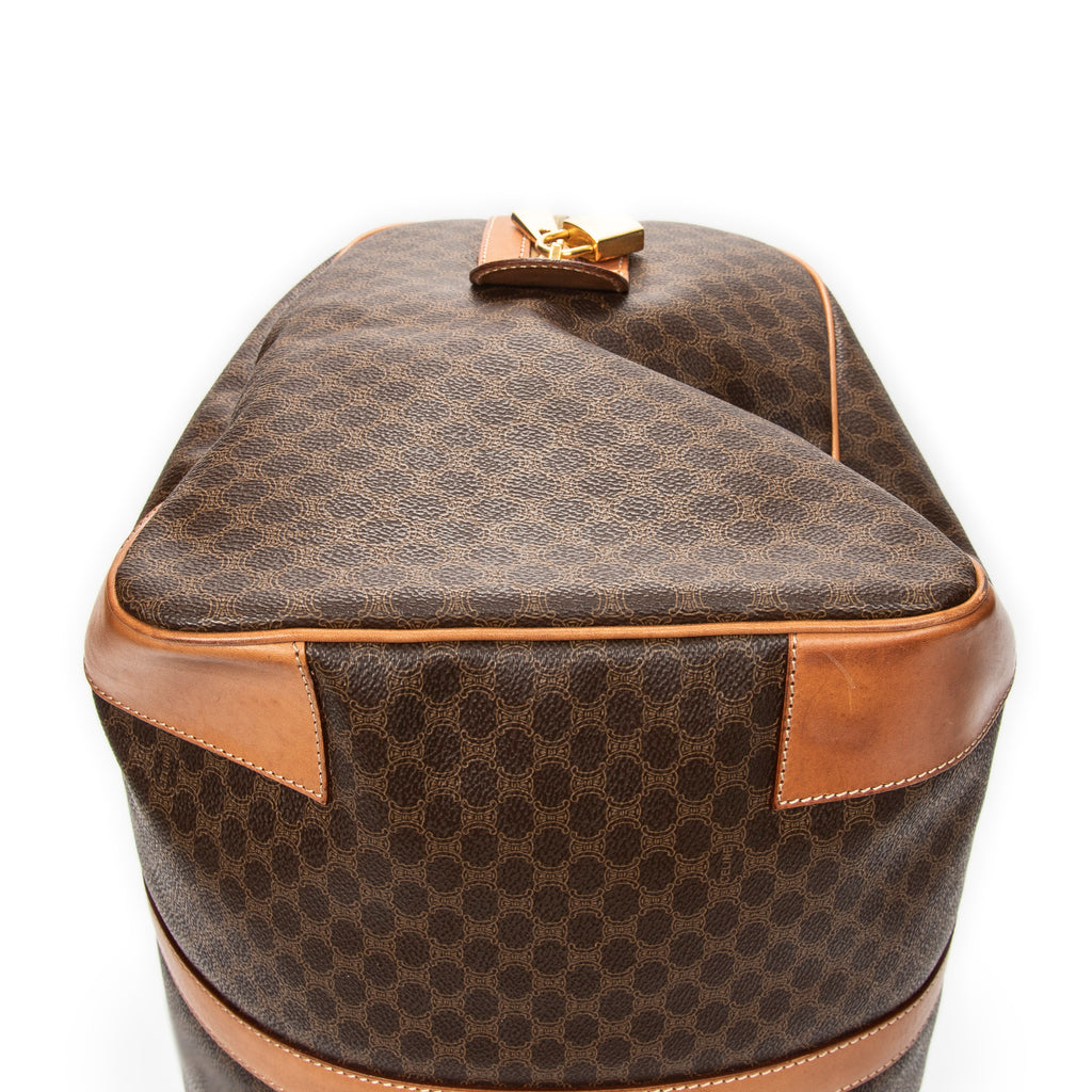 Travel Bag Vintage Large Travel Boston Brown Macadam Coated Canvas