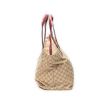 Shoulder Bag Large Web Shopping Tote Red Monogrammed Canvas
