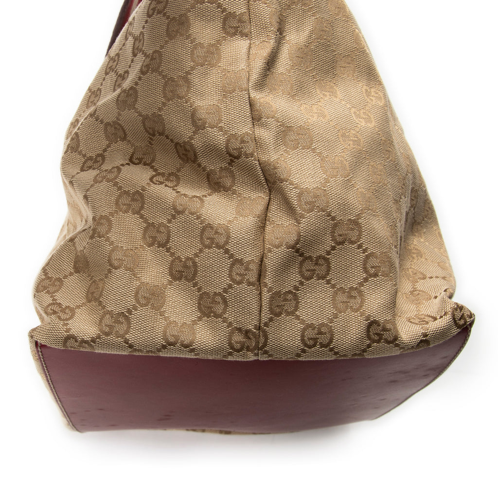 Shoulder Bag Large Web Shopping Tote Red Monogrammed Canvas