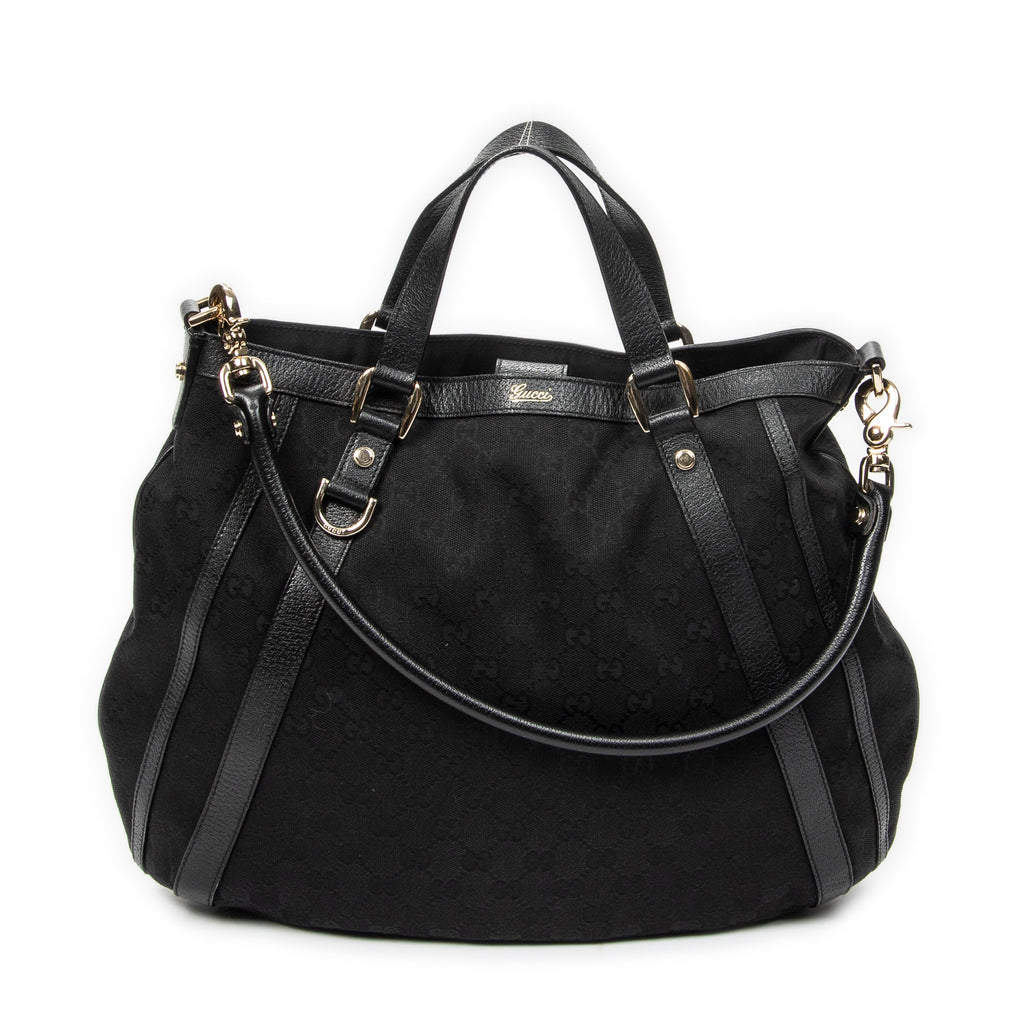 Shoulder Bag Abbey Convertible Tote Black Monogrammed Canvas