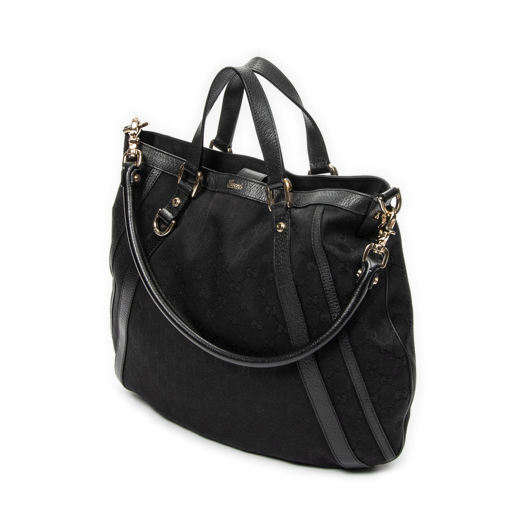 Shoulder Bag Abbey Convertible Tote Black Monogrammed Canvas