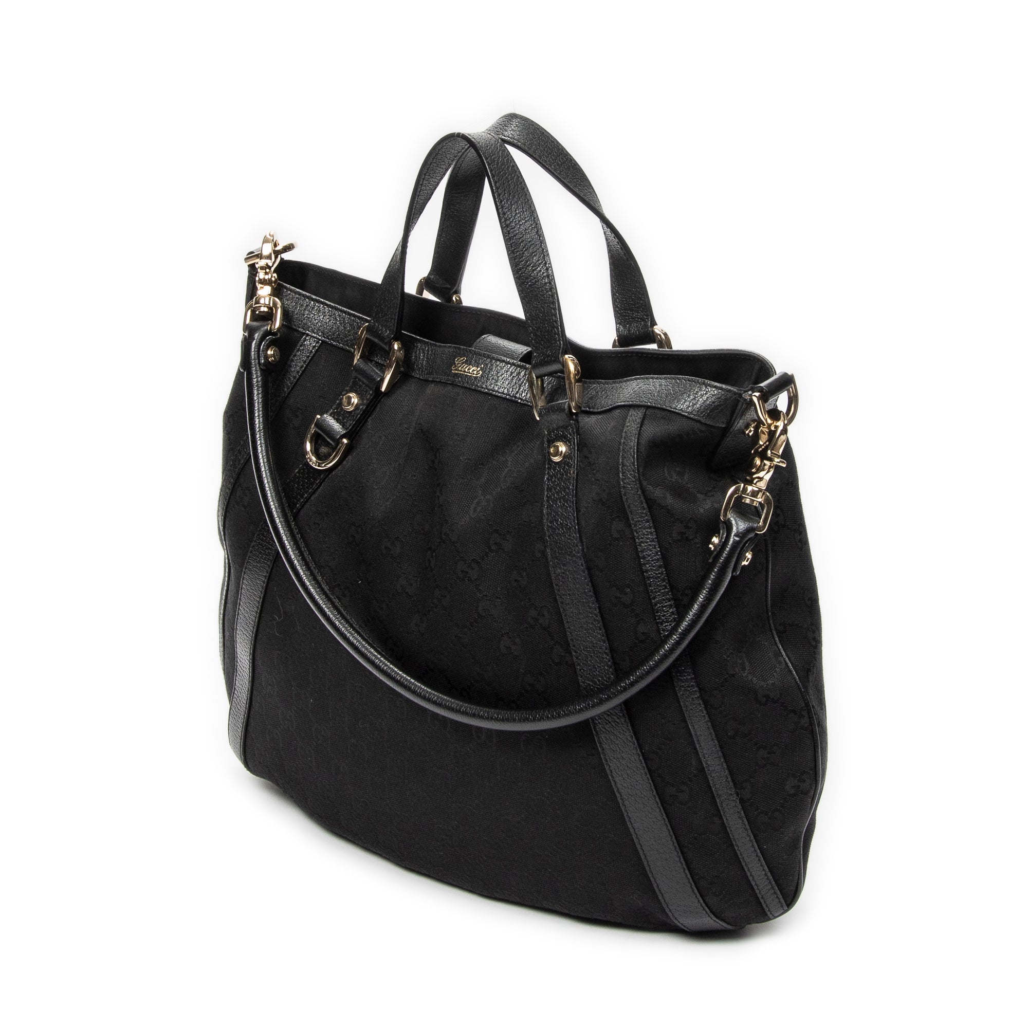 Shoulder Bag Abbey Convertible Tote Black Monogrammed Canvas