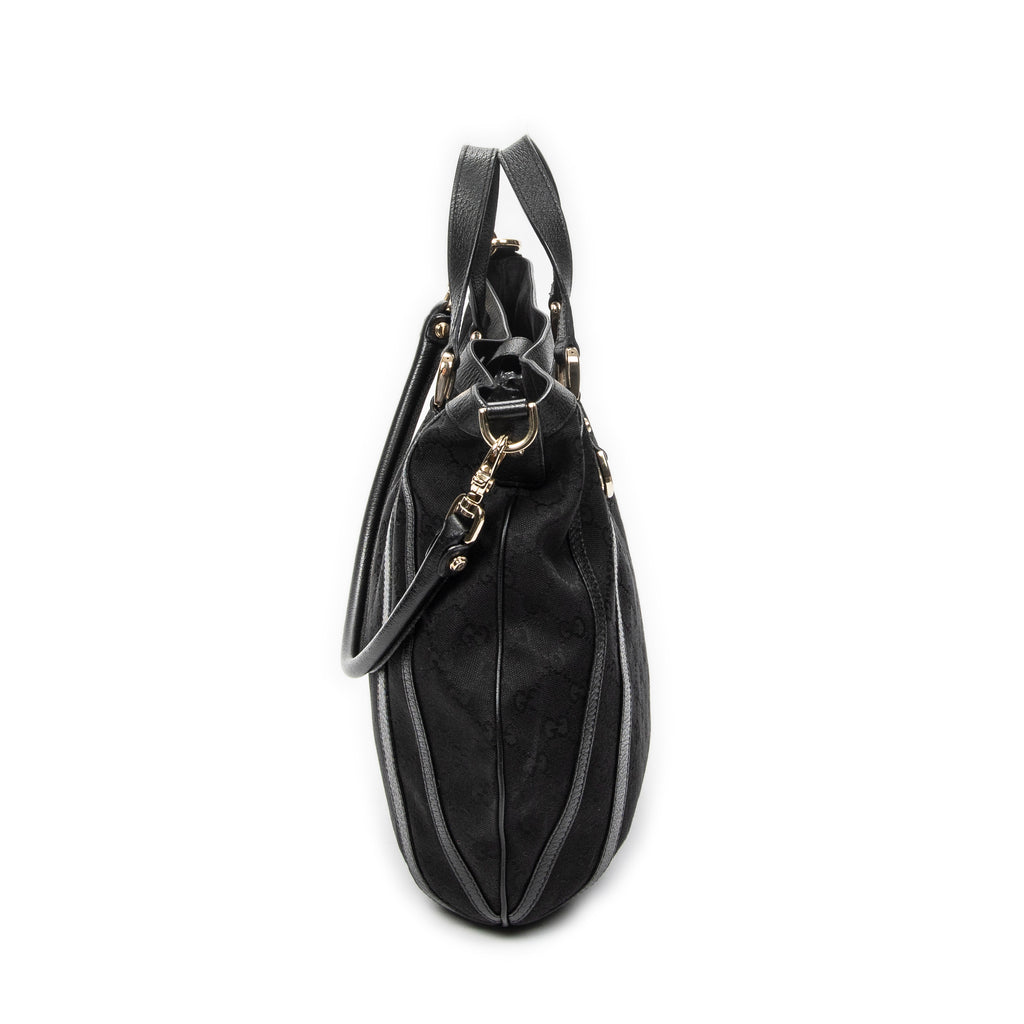 Shoulder Bag Abbey Convertible Tote Black Monogrammed Canvas