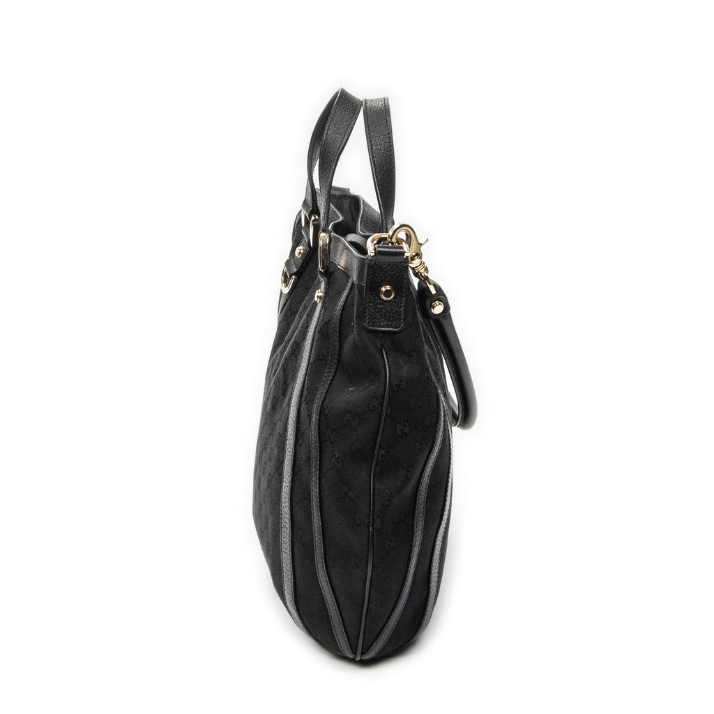 Shoulder Bag Abbey Convertible Tote Black Monogrammed Canvas