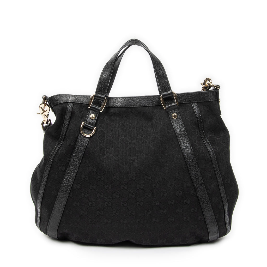 Shoulder Bag Abbey Convertible Tote Black Monogrammed Canvas