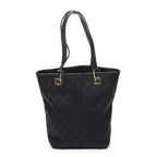 Shoulder Bag Small Bucket Tote Black Monogrammed Canvas