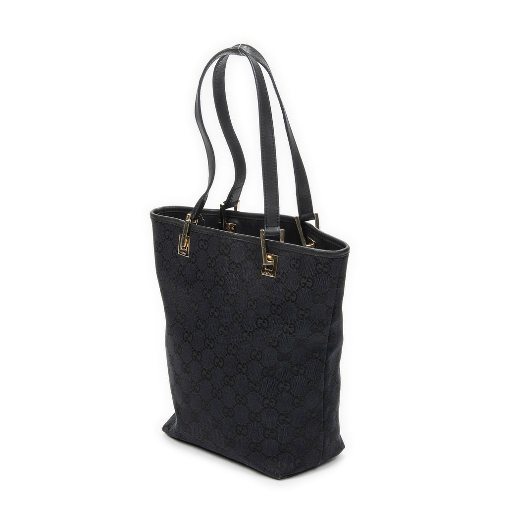 Sac bandoulière petit cabas en toile monogrammée noire