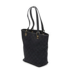 Sac bandoulière petit cabas en toile monogrammée noire