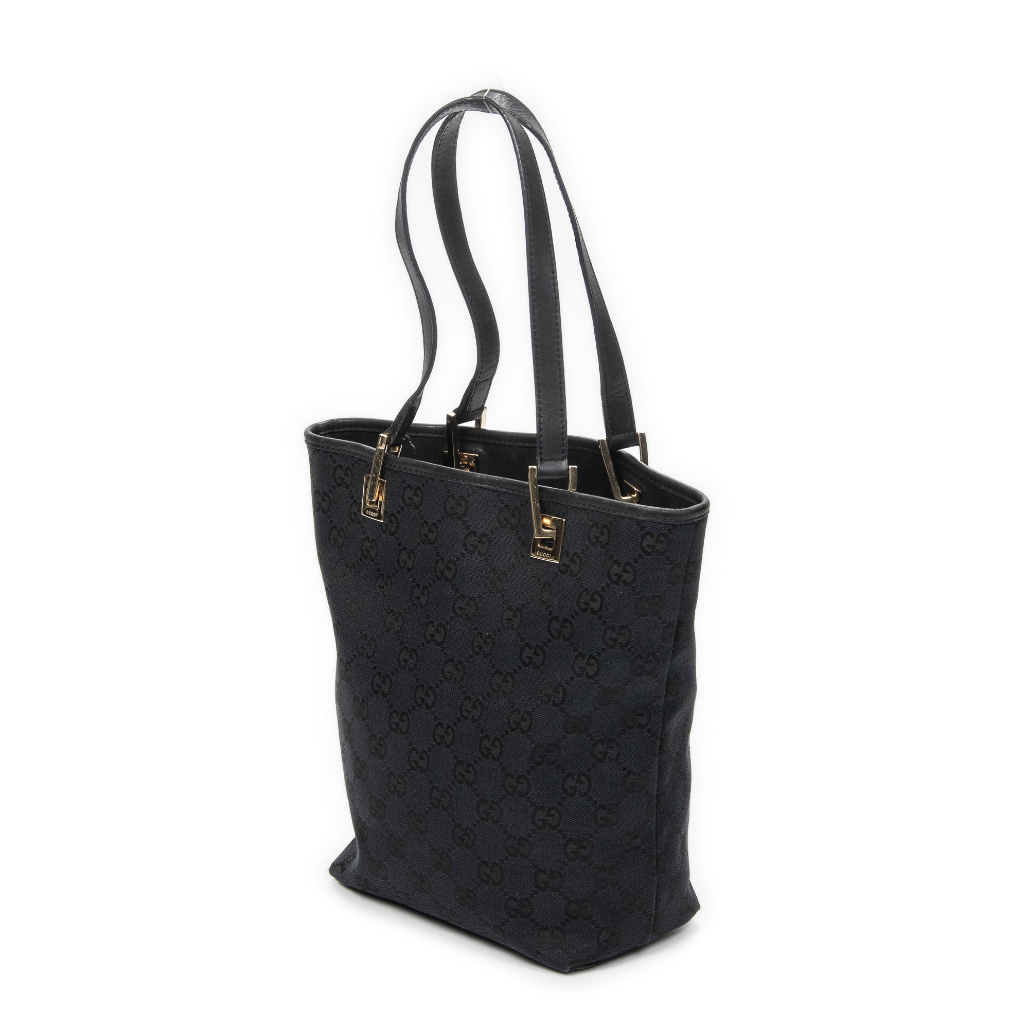 Sac bandoulière petit cabas en toile monogrammée noire