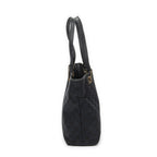 Sac bandoulière petit cabas en toile monogrammée noire