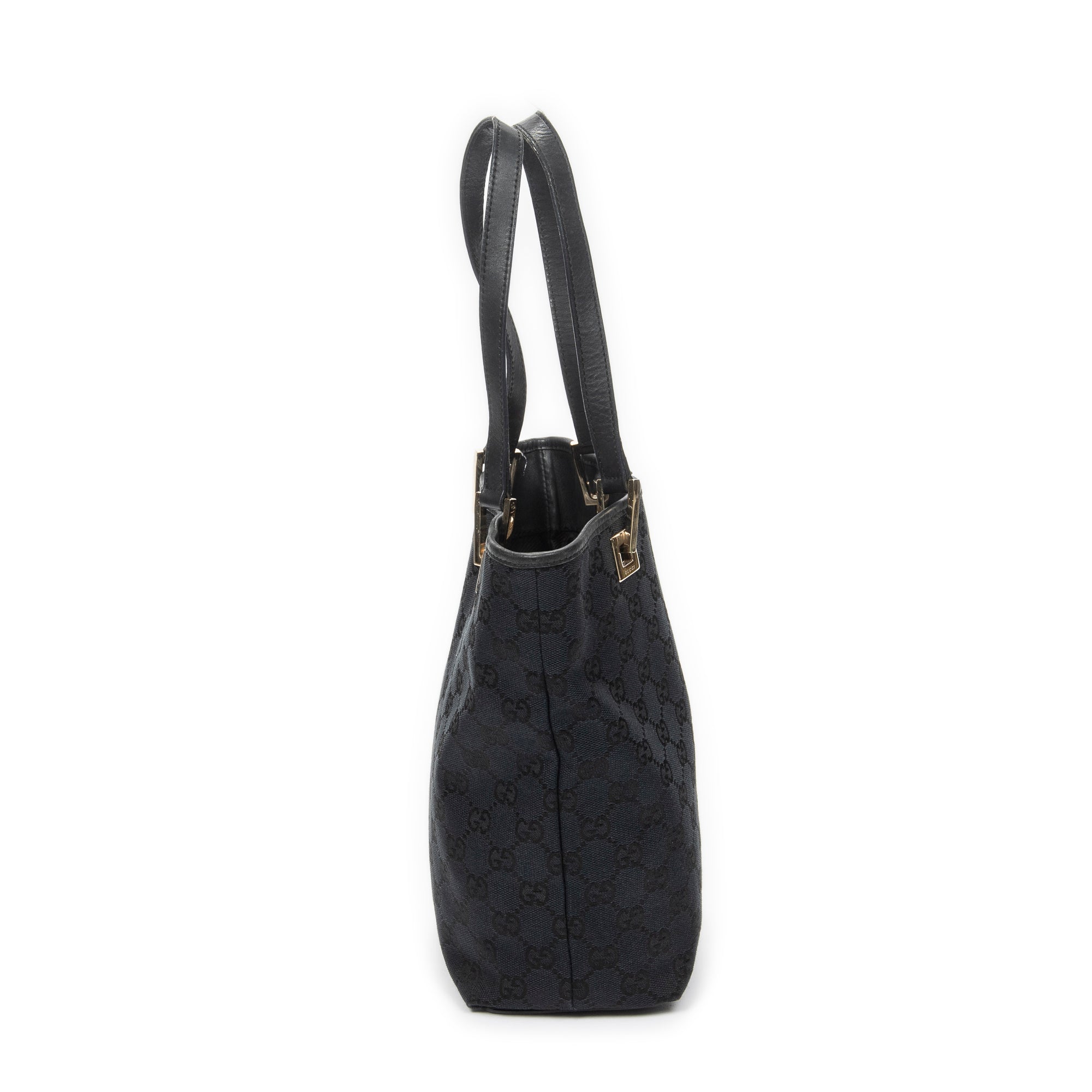 Sac bandoulière petit cabas en toile monogrammée noire