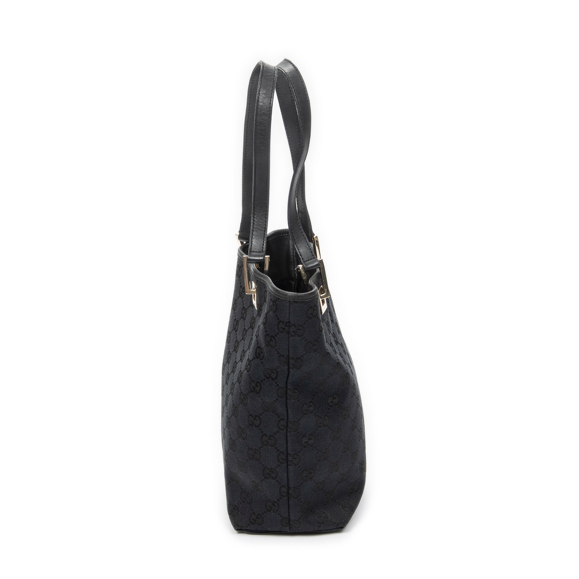 Shoulder Bag Small Bucket Tote Black Monogrammed Canvas