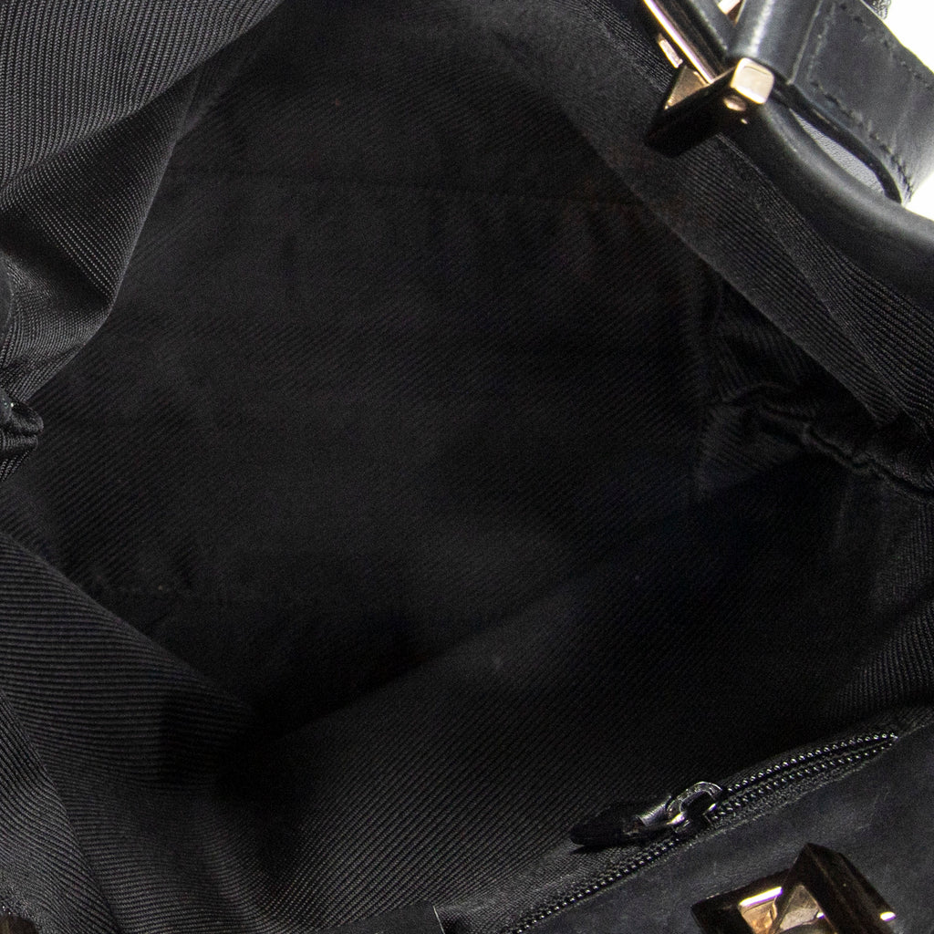 Shoulder Bag Small Bucket Tote Black Monogrammed Canvas