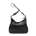 Shoulder Bag Zip Hobo Black Calfskin Leather