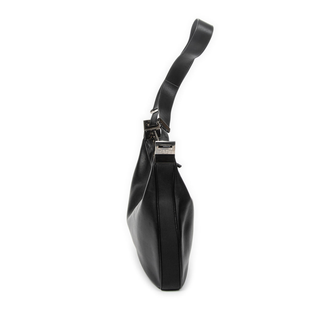 Shoulder Bag Zip Hobo Black Calfskin Leather