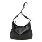 Shoulder Bag Zip Hobo Black Calfskin Leather
