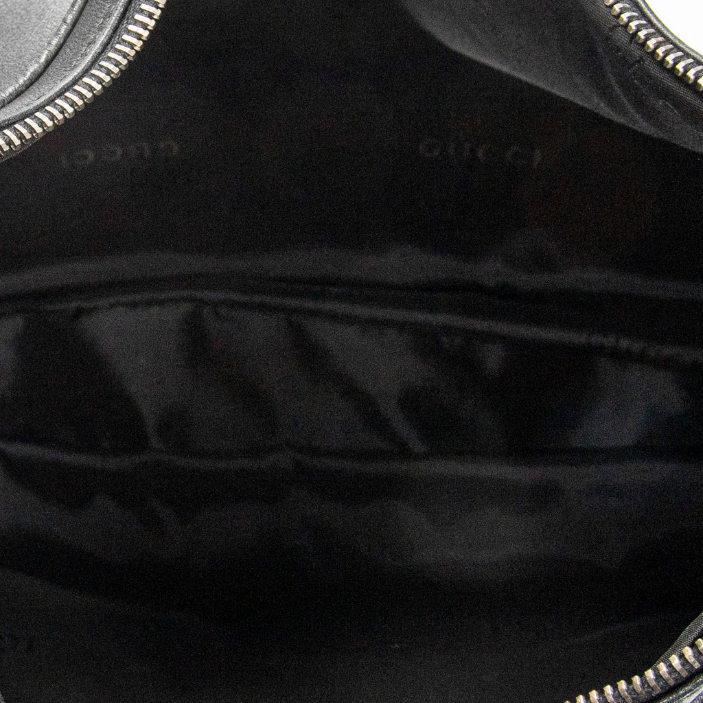 Shoulder Bag Zip Hobo Black Calfskin Leather