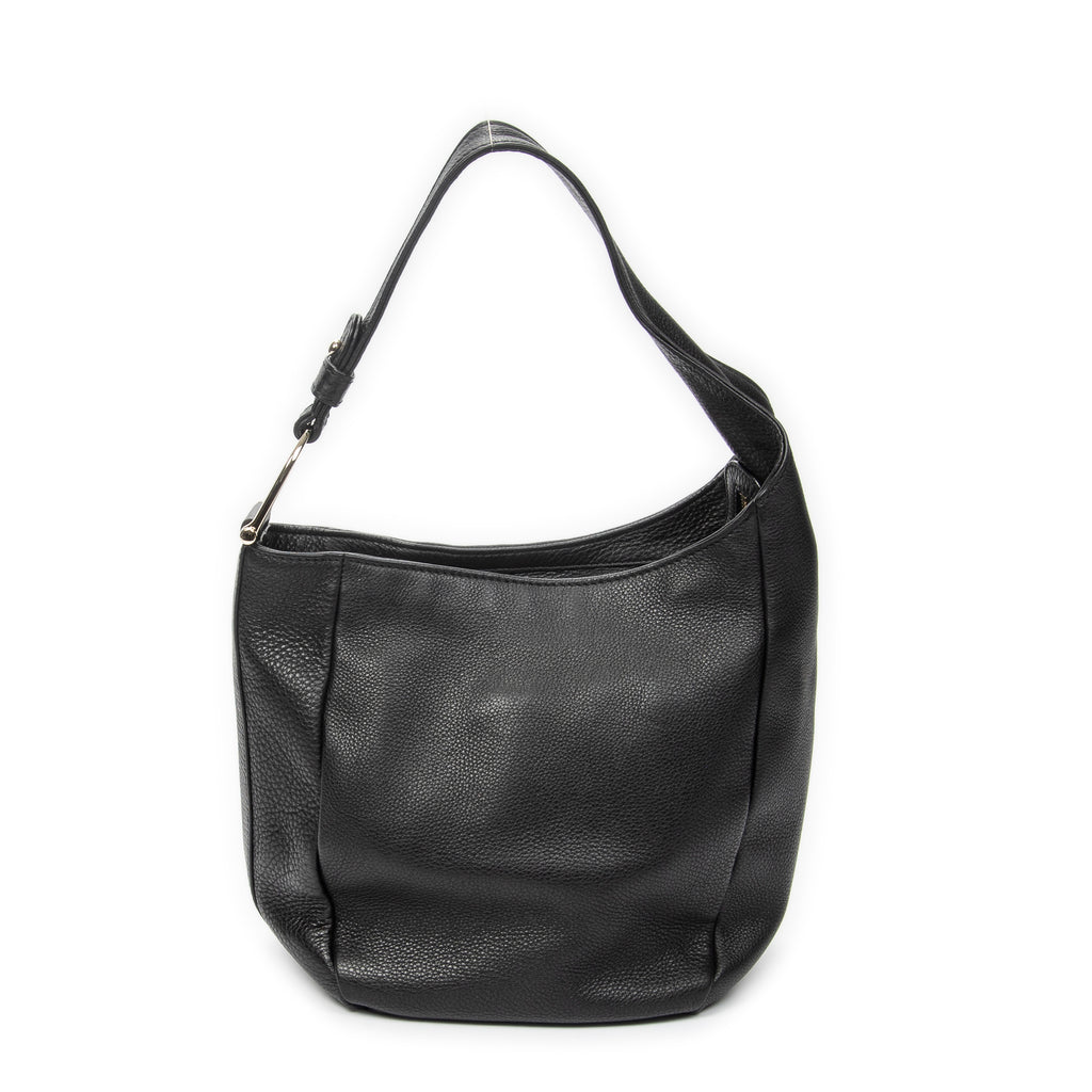Shoulder Bag Small Greenwich Hobo Black Grained Calfskin Leather
