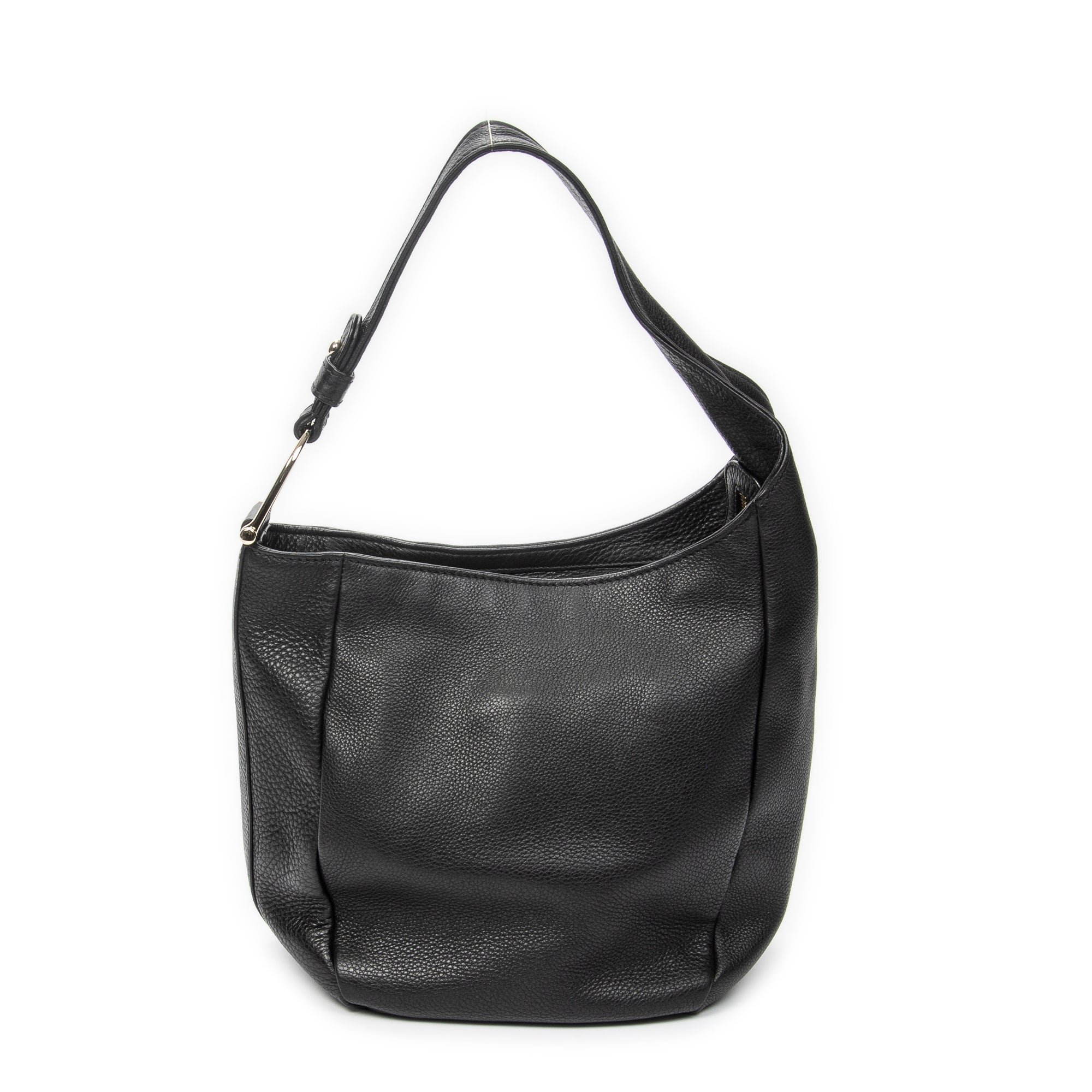 Shoulder Bag Small Greenwich Hobo Black Grained Calfskin Leather