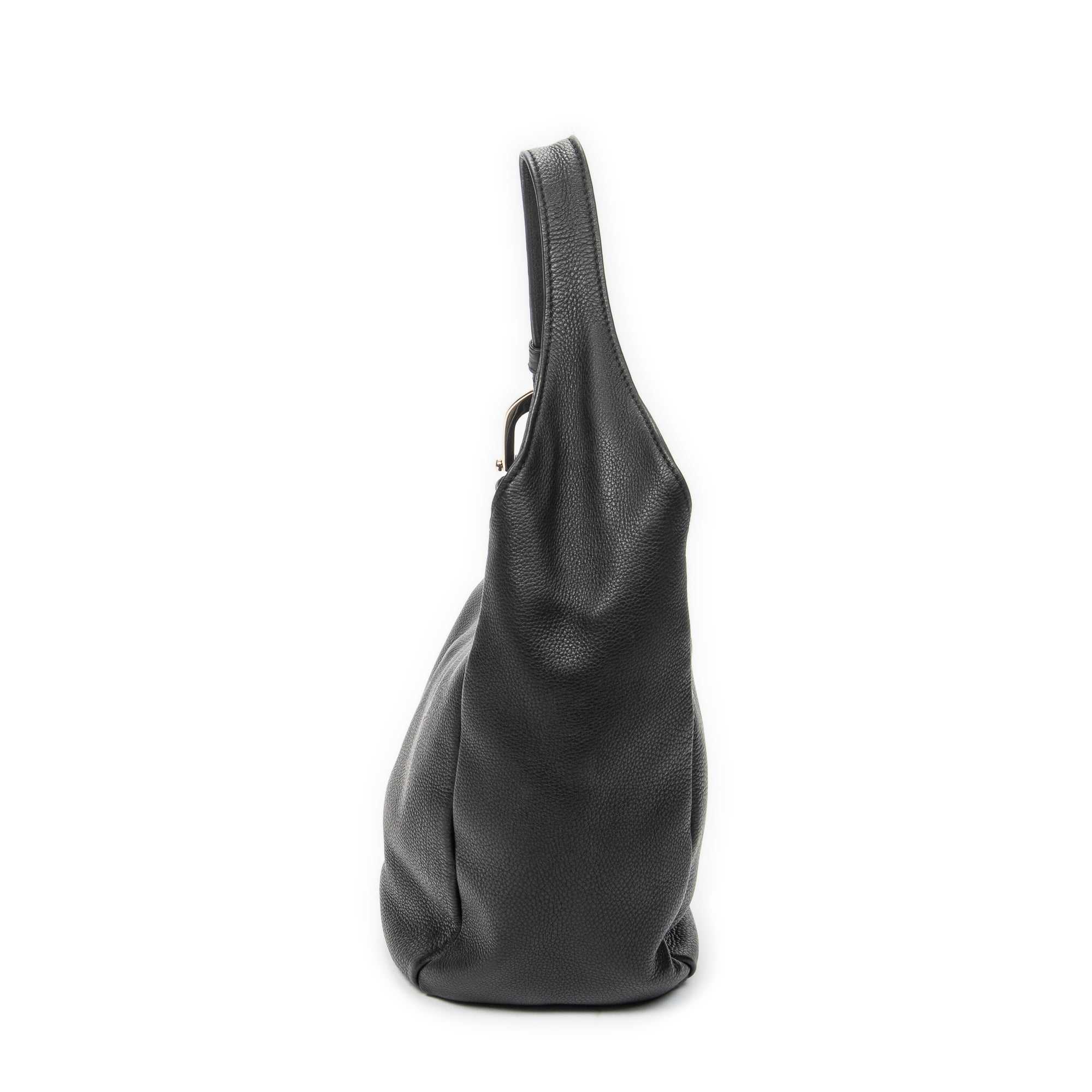 Shoulder Bag Small Greenwich Hobo Black Grained Calfskin Leather
