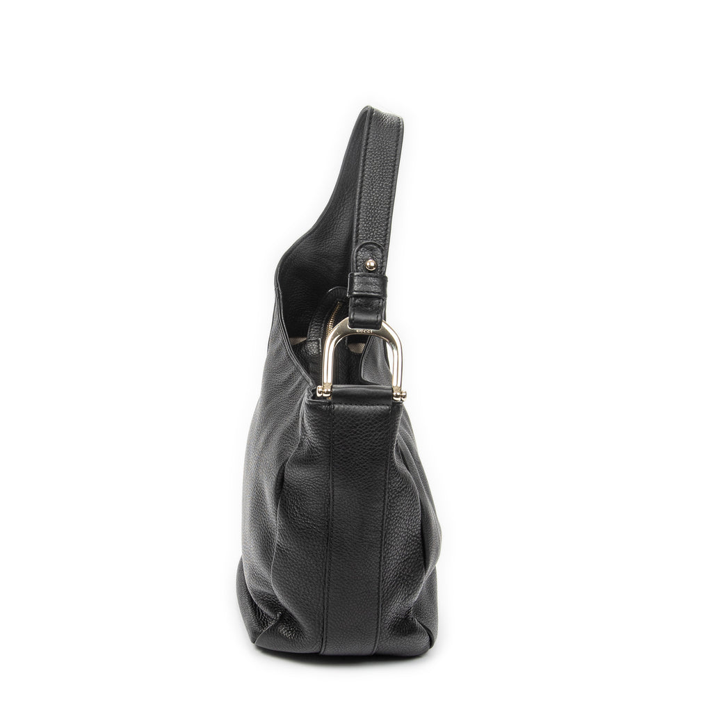 Shoulder Bag Small Greenwich Hobo Black Grained Calfskin Leather