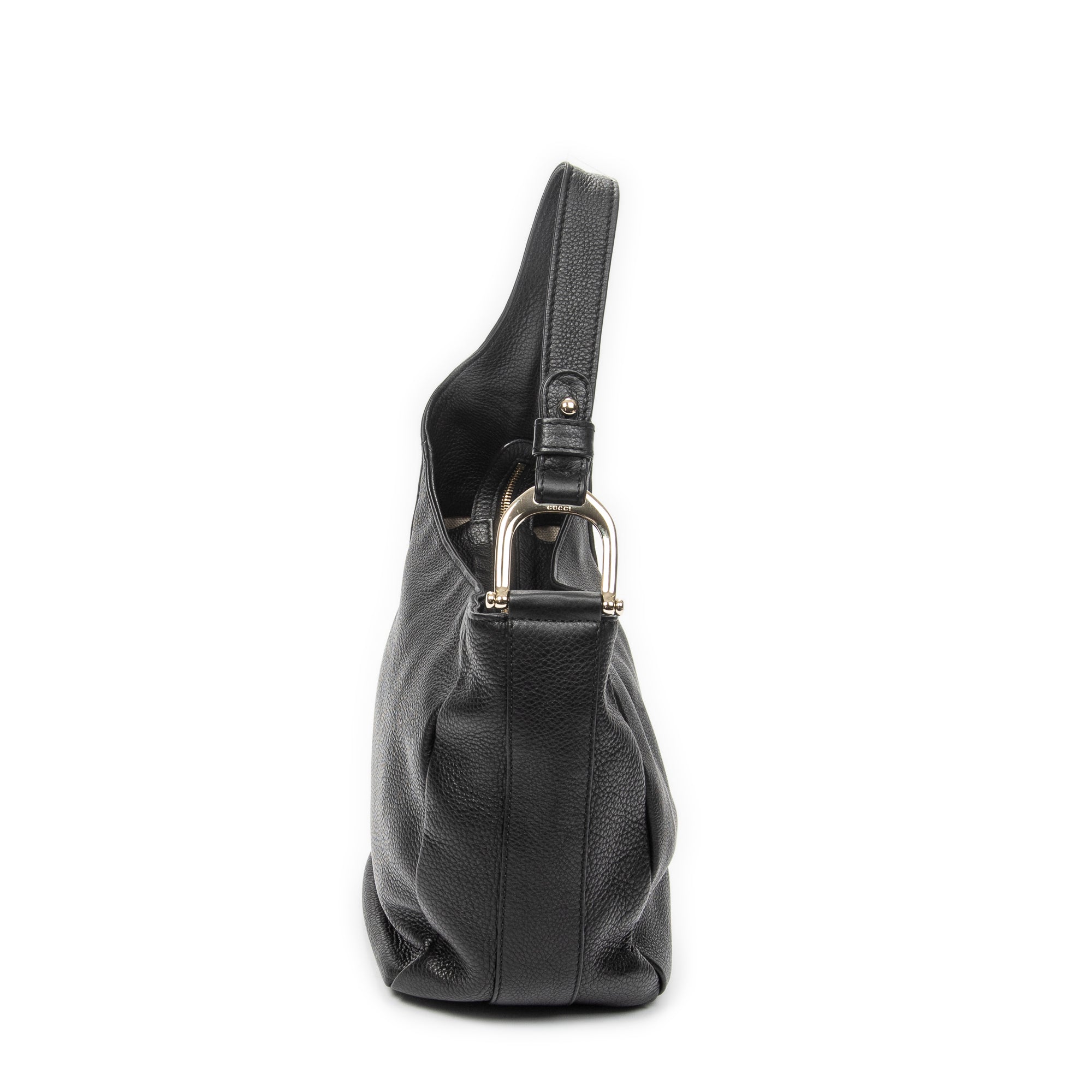 Shoulder Bag Small Greenwich Hobo Black Grained Calfskin Leather