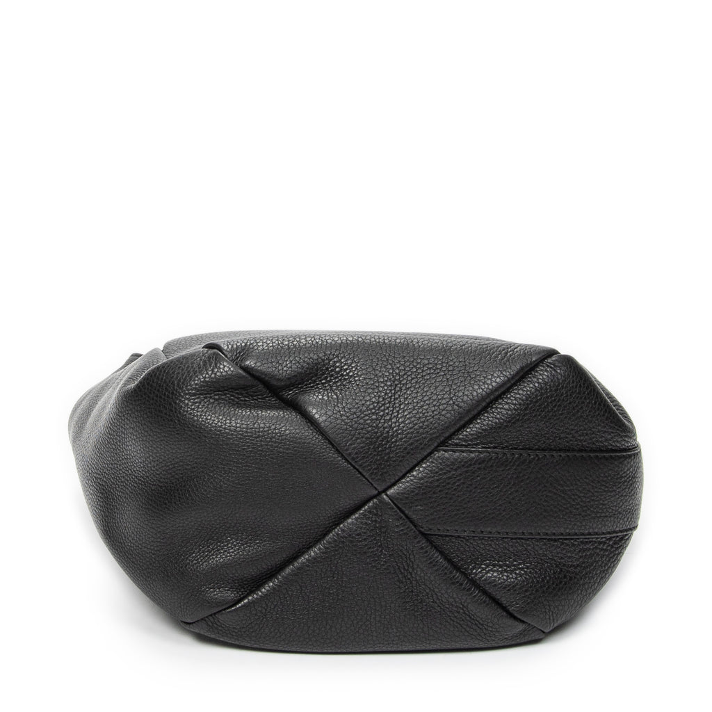 Shoulder Bag Small Greenwich Hobo Black Grained Calfskin Leather