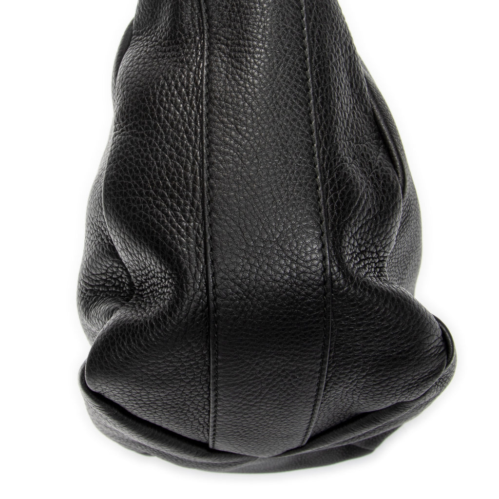 Shoulder Bag Small Greenwich Hobo Black Grained Calfskin Leather