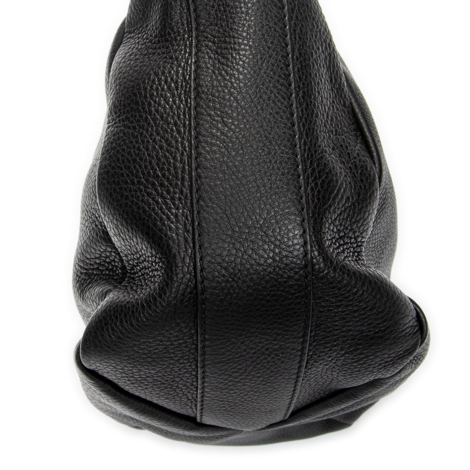 Shoulder Bag Small Greenwich Hobo Black Grained Calfskin Leather