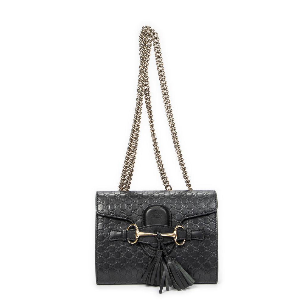 Shoulder Bag Small Emily Chain Bag Black Microguccissima Leather