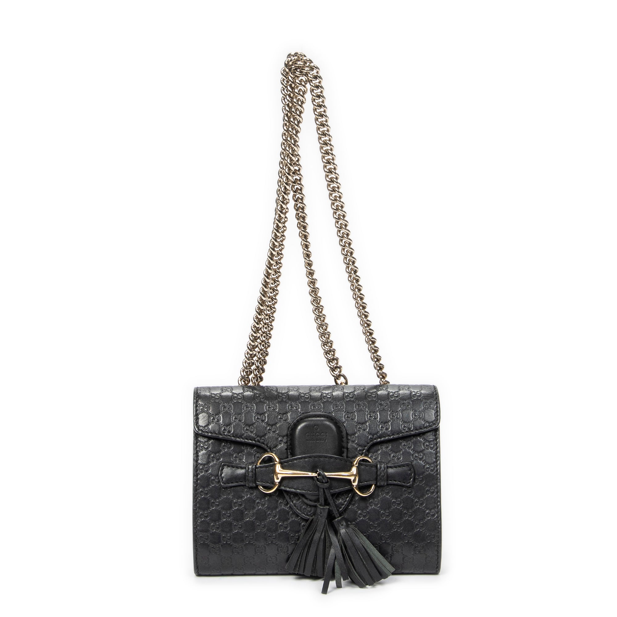 Shoulder Bag Small Emily Chain Bag Black Microguccissima Leather