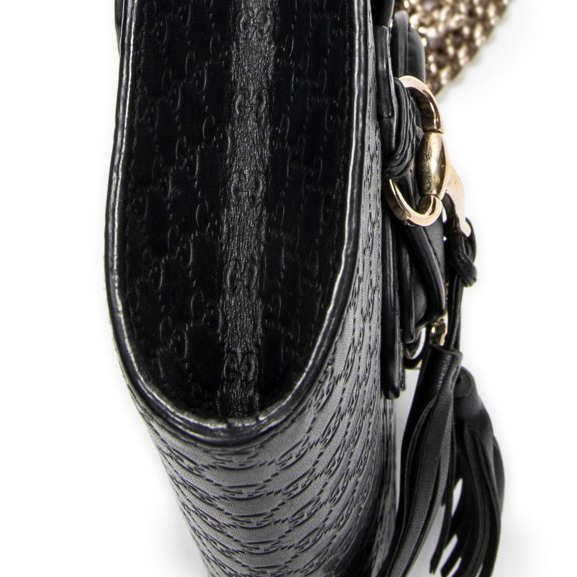 Bolso de hombro pequeño Emily de cadena de piel Microguccissima negra