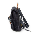 Shoulder Bag Large Bamboo Backpack Navy Suede Leather
