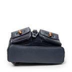 Shoulder Bag Large Bamboo Backpack Navy Suede Leather
