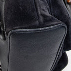 Shoulder Bag Large Bamboo Backpack Navy Suede Leather
