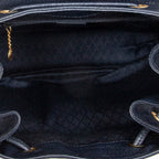 Shoulder Bag Large Bamboo Backpack Navy Suede Leather