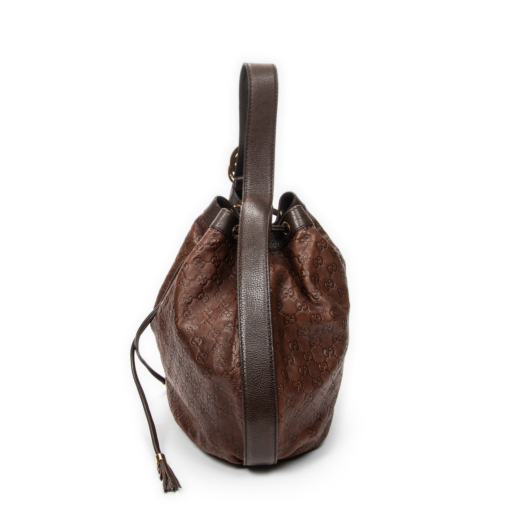 Shoulder Bag Interlocking Icon Hobo Brown Guccissima Leather