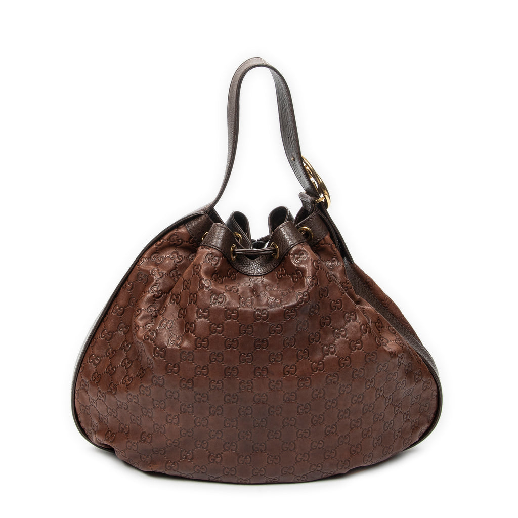 Shoulder Bag Interlocking Icon Hobo Brown Guccissima Leather