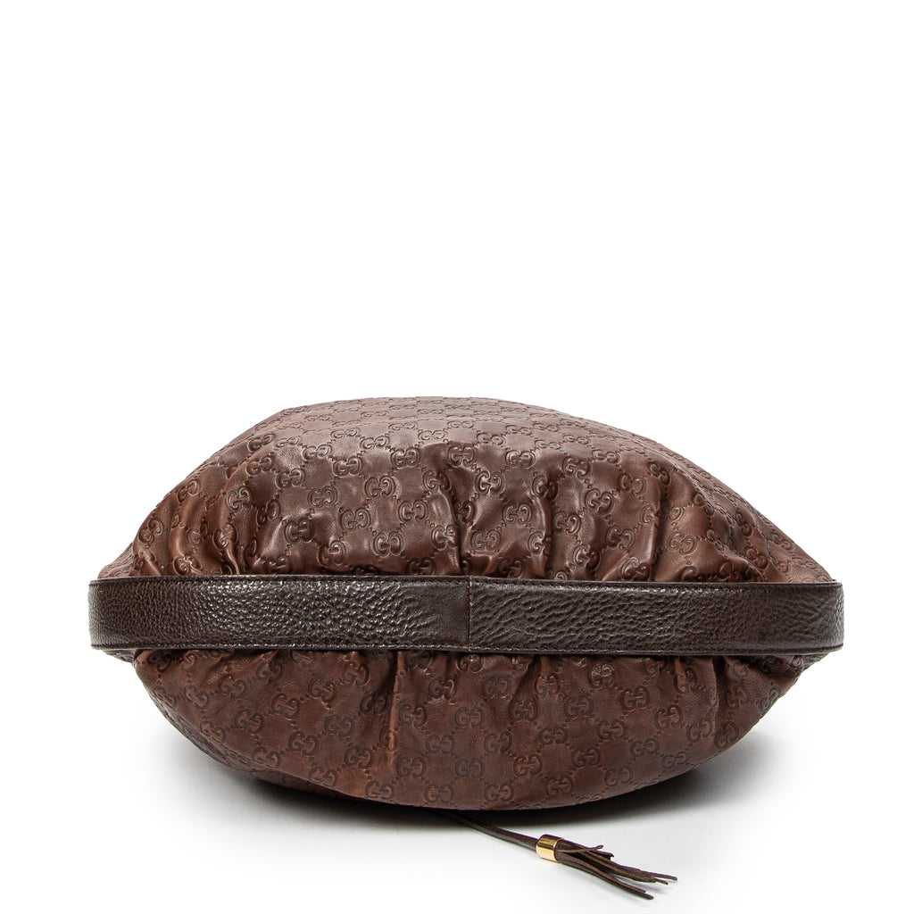 Shoulder Bag Interlocking Icon Hobo Brown Guccissima Leather