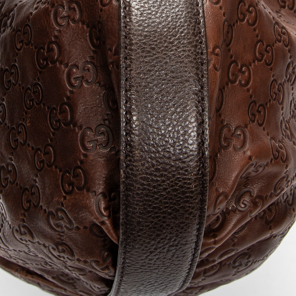 Shoulder Bag Interlocking Icon Hobo Brown Guccissima Leather