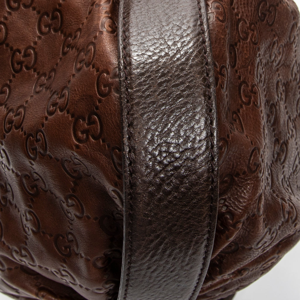 Shoulder Bag Interlocking Icon Hobo Brown Guccissima Leather