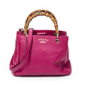 Shoulder Bag Small Bamboo Shopper Tote Magenta Grained Calfskin Leather