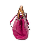 Shoulder Bag Small Bamboo Shopper Tote Magenta Grained Calfskin Leather