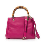 Shoulder Bag Small Bamboo Shopper Tote Magenta Grained Calfskin Leather
