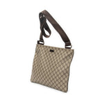 Shoulder Bag Large Square Zip Messenger Dark Brown Supreme Coated Canvas