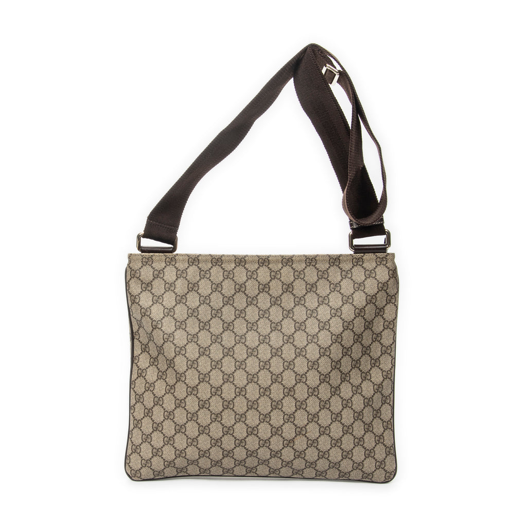 Bolso de hombro cuadrado grande con cremallera Messenger de lona revestida Supreme marrón oscuro