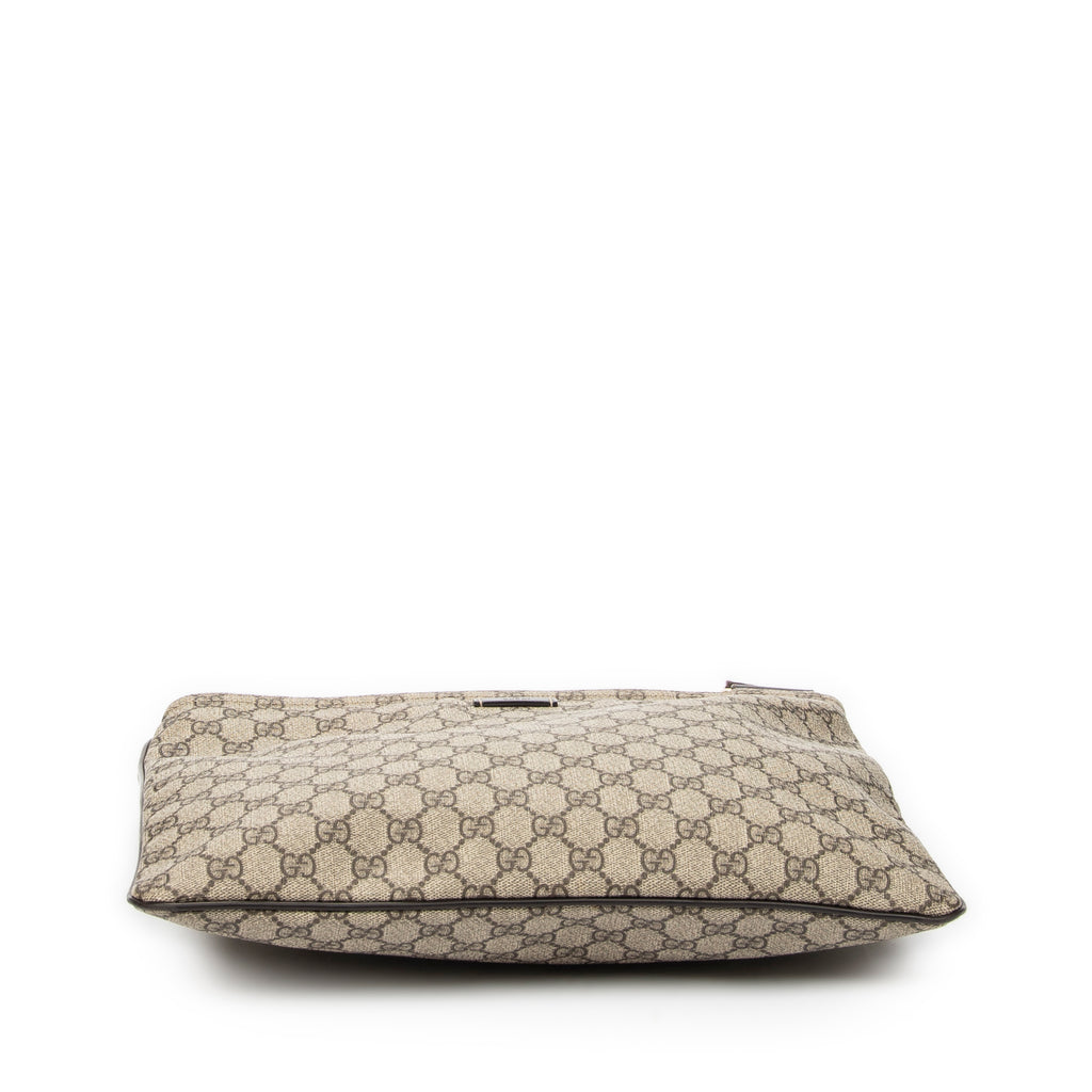 Bolso de hombro cuadrado grande con cremallera Messenger de lona revestida Supreme marrón oscuro
