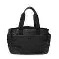 Shoulder Bag Side Pocket Rectangular Tote Black Nylon Canvas