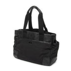 Shoulder Bag Side Pocket Rectangular Tote Black Nylon Canvas
