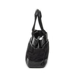 Shoulder Bag Side Pocket Rectangular Tote Black Nylon Canvas